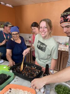 Sophie Roark prepares gallo pinto during a Costa Rican cooking class