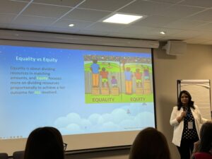 Vandana Singh presenting her research at the WomENcourage conference at the Norwegian University of Science and Technology (NTNU) in Trondheim, Norway