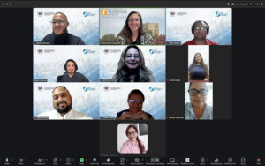 Ten people are gathered on a video call.